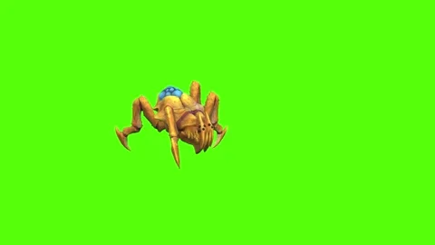 Monster Tetrachnide Crawl Backwards Position Green Screen Animation 4K Ren Video stock 270022540