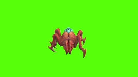 Monster Tetrachnide Crawl Forward Green Screen Animation 4K Rendering Vídeos de archivo 270021970