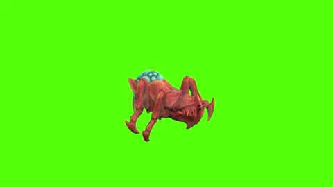 Monster Tetrachnide Crawl Forward Green Screen Animation 4K Rendering Видео 270021974