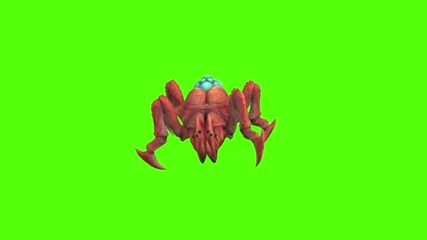 Monster Tetrachnide Crawl Forward Position Green Screen Animation 4K Rendering Vídeo Stock 270021951