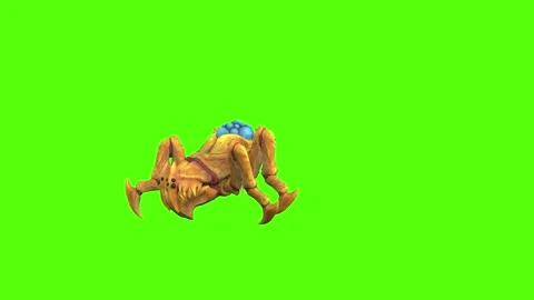Monster Tetrachnide Crawl Forward Position Green Screen Animation 4K Rende Vídeo Stock 270022533