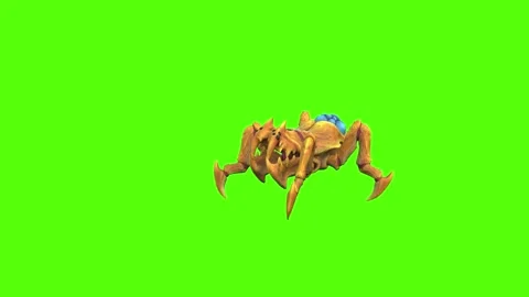 Monster Tetrachnide Getting Hit Front Green Screen Animation 4K Rendering Stockbeeldmateriaal 270022484