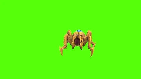 Monster Tetrachnide Getting Hit Front Green Screen Animation 4K Rendering Видео 270022497