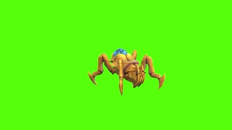Monster Tetrachnide Jump Bite Green Screen Animation 4K Rendering Stock Footage 270022454