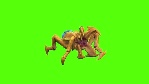 Monster Tetrachnide Roar Green Screen Animation 4K Rendering Stock Footage 270022935