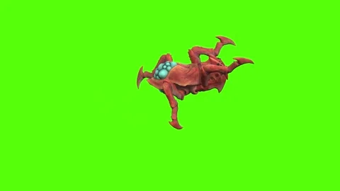 Monster Tetrachnide Turn Left Claws Attack Green Screen Animation 4K Rendering Vídeo Stock 270021889