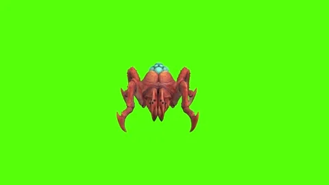 Monster Tetrachnide Turn Right Claws Attack Green Screen Animation 4K Rendering Video stock 270021880