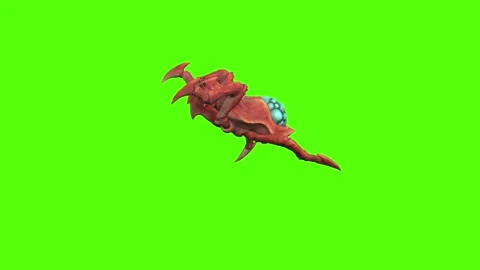 Monster Tetrachnide Turn Right Claws Attack Green Screen Animation 4K Rendering Vídeo Stock 270021884