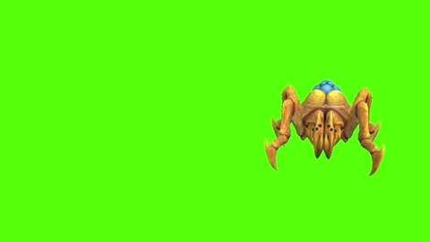 Monster Tetrachnide Turn Right Claws Attack Green Screen Animation 4K Rendering Stock-Footage 270022917