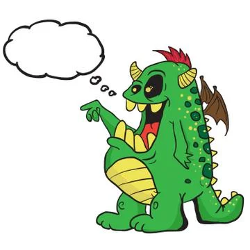 Monster with thought bubble Stock Illustration