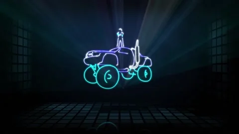 Monster-Truck. Computer simulation of a laser show (based on a real laser show) Video stock 132013906