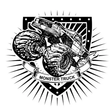 Monster truck shield Stock Illustration