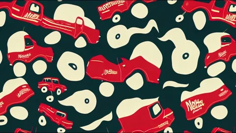 Monster trucks 2d illustrated seamless animation. For apparel prints and Stock Footage 220120384