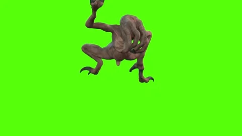 Monster Turn Left Attack Green Screen Animation 4k Rendering Video stock 267718086