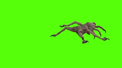 Monster Turn Left Attack Green Screen Animation 4k Rendering Stock Footage 267718098