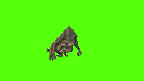 Monster Turn Right Green Screen Animation 4k Rendering 库存影片 262597362