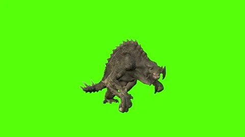 Monster Turn Right Green Screen Animation 4k Rendering Stock Footage 262597504