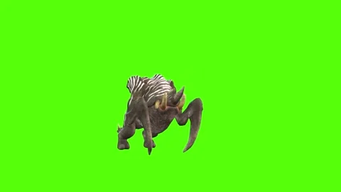 Monster Two Hit Combo Green Screen Animation 4K Rendering Vídeos de archivo 270021591