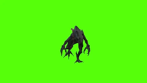 Monster Walking Green Screen Animation 4k Rendering Stockbeeldmateriaal 262699255
