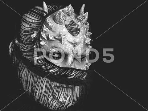 Monster with white eyes and thorns Stock Photos