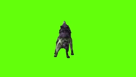 Monster  Wolf howl  green screen animation 3D rendering Stock Footage 297157794
