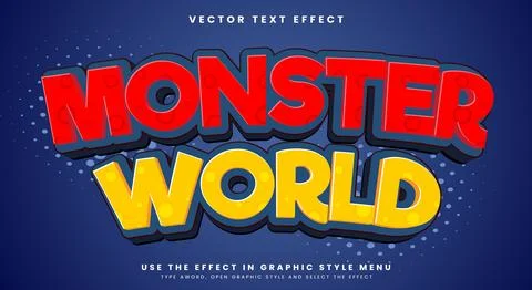 Monster World editable text effect Stock Illustration