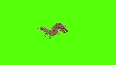 Monster Worm Crawl Forward Attack Mode Green Screen Animation 4K Rendering Stock Footage 270021770