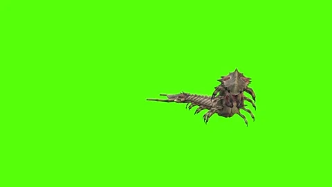 Monster Worm Crawl Right Combat mode Green Screen Animation 4K Rendering Stock Footage 270021878