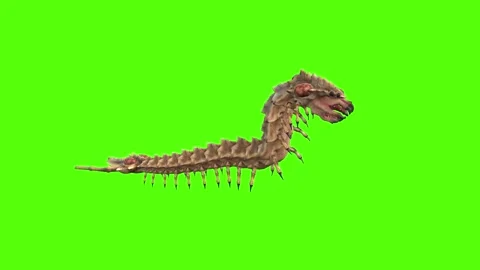 Monster Worm Getting Hit Front Green Screen Animation 4K Rendering Stock Footage 270021867