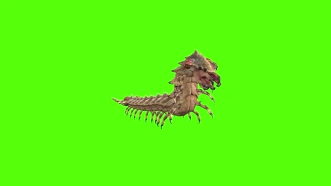 Monster Worm Getting Hit Front Green Screen Animation 4K Rendering Видео 270021872