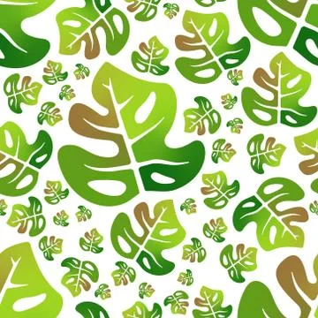 Monstera colorful leaf seamless pattern Stock Illustration