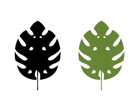 Monstera Deliciosa Leaf Icon Vector Logo Template Illustration Design Stock Illustration