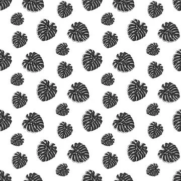Monstera Deliciosa Leaf Seamless Pattern. Perfect for Textile, Fabric, Backg Stock-Illustration