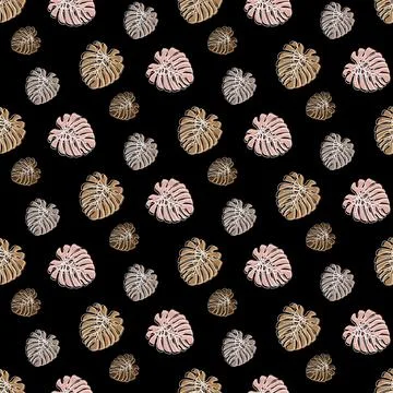 Monstera Deliciosa Leaf Seamless Pattern. Perfect for Textile, Fabric, Backg イラスト素材