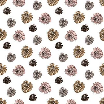 Monstera Deliciosa Leaf Seamless Pattern. Perfect for Textile, Fabric, Backg Stock Illustration