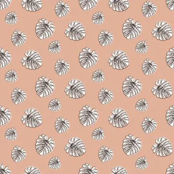 Monstera Deliciosa Leaf Seamless Pattern. Perfect for Textile, Fabric, Backg Stock Illustration