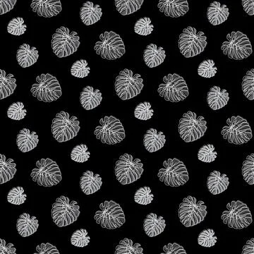 Monstera Deliciosa Leaf Seamless Pattern. Perfect for Textile, Fabric, Backg Stock Illustration
