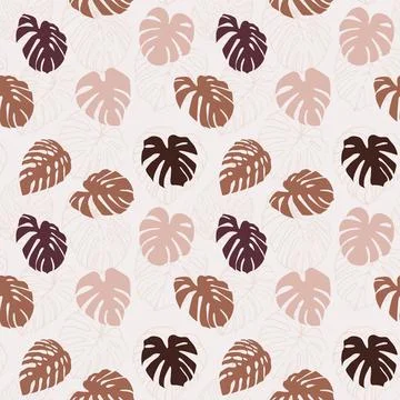 Monstera Deliciosa Leaf Seamless Pattern. Perfect for Textile, Fabric, Backgroun Stock Illustration