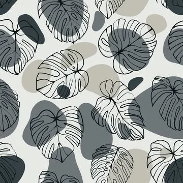 Monstera Deliciosa Leaf Seamless Pattern. Perfect for Textile, Fabric, Backgroun Stock Illustration
