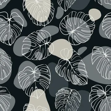 Monstera Deliciosa Leaf Seamless Pattern. Perfect for Textile, Fabric, Backgroun Stock Illustration