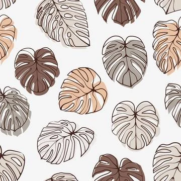 Monstera Deliciosa Leaf Seamless Pattern. Perfect for Textile, Fabric, Backgroun Stock Illustration