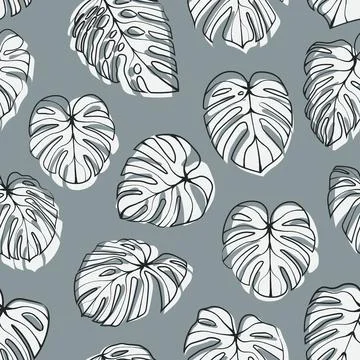Monstera Deliciosa Leaf Seamless Pattern. Perfect for Textile, Fabric, Backgroun Stock Illustration
