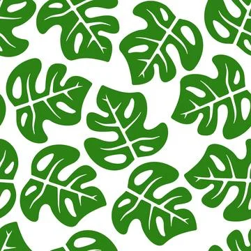Monstera green leaf seamless pattern Stock Illustration
