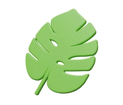 Monstera leaf 3d render. 3d render cartoon minimal icon illustration Stock Illustration