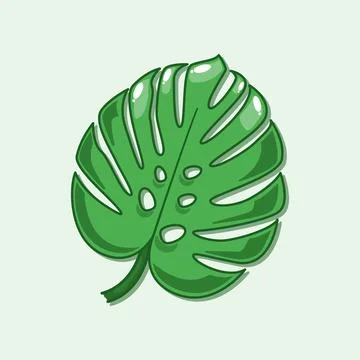 Monstera leaf. cartoon vector illustration. Stock Illustration