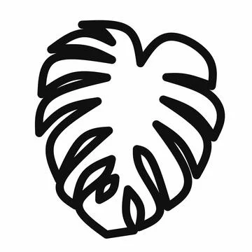 Monstera leaf line art vector illustration Stock Illustration