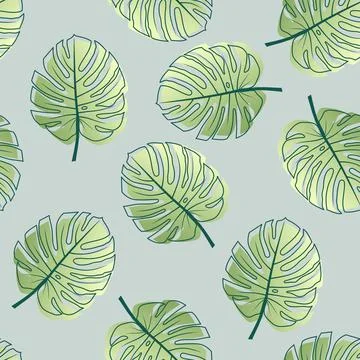 Monstera leaf pattern イラスト素材
