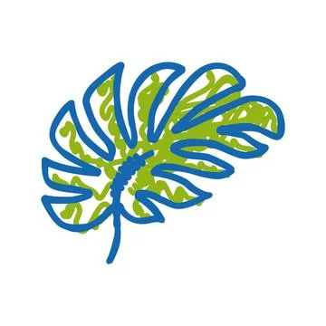 Monstera leaf plant icon doodle illustration Stock-Illustration