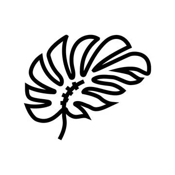 Monstera leaf plant line icon vector illustration Illustrazione stock