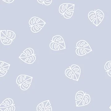 Monstera leaf plant line vector seamless pattern Illustrazione stock